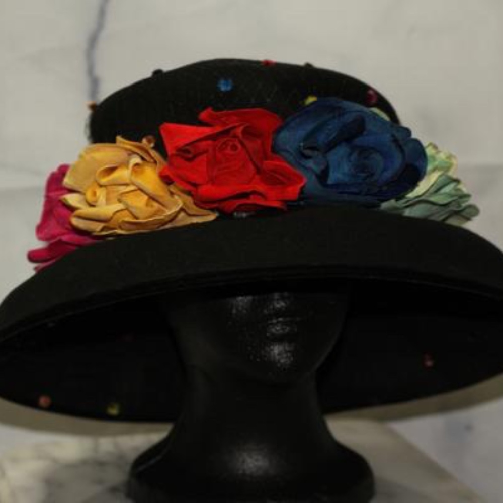 Kokin Doskin Felt Wool Multi- Color Floral Hat